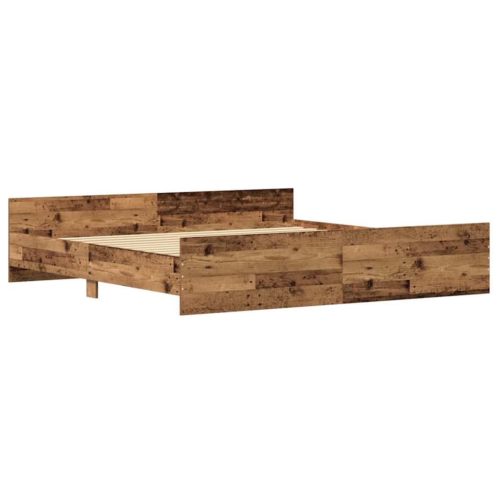 Bed Frame with Headboard Old wood 200 x 200 cm Engineered wood