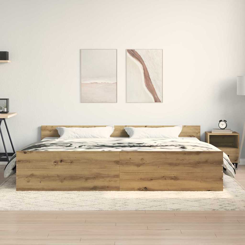 Bed Frame Artisan oak 200 x 200 cm Engineered wood