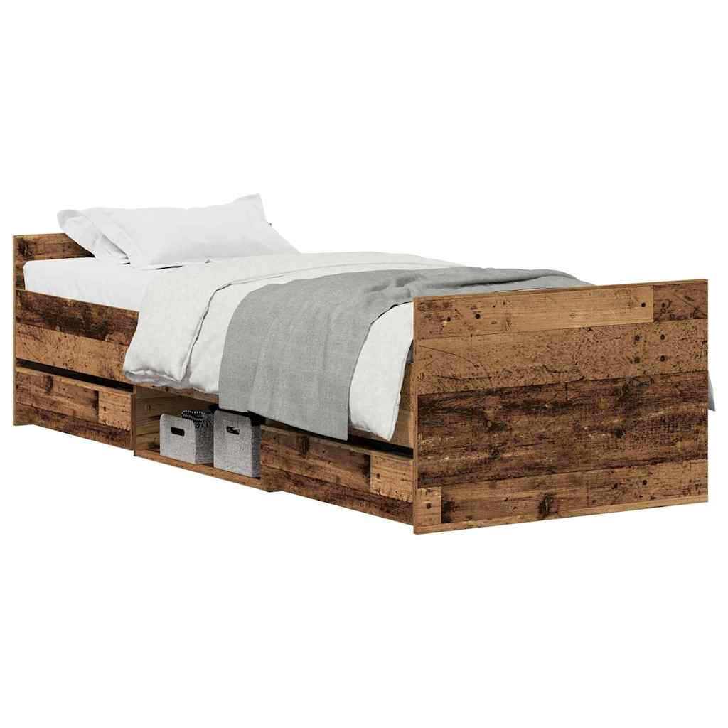 Bed Frame with Headboard Old wood 75 x 190 cm Engineered wood