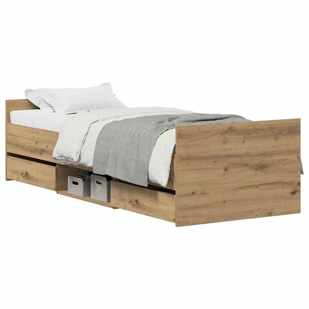 Bed Frame with Drawer Artisan oak 75 x 190 cm Engineered wood