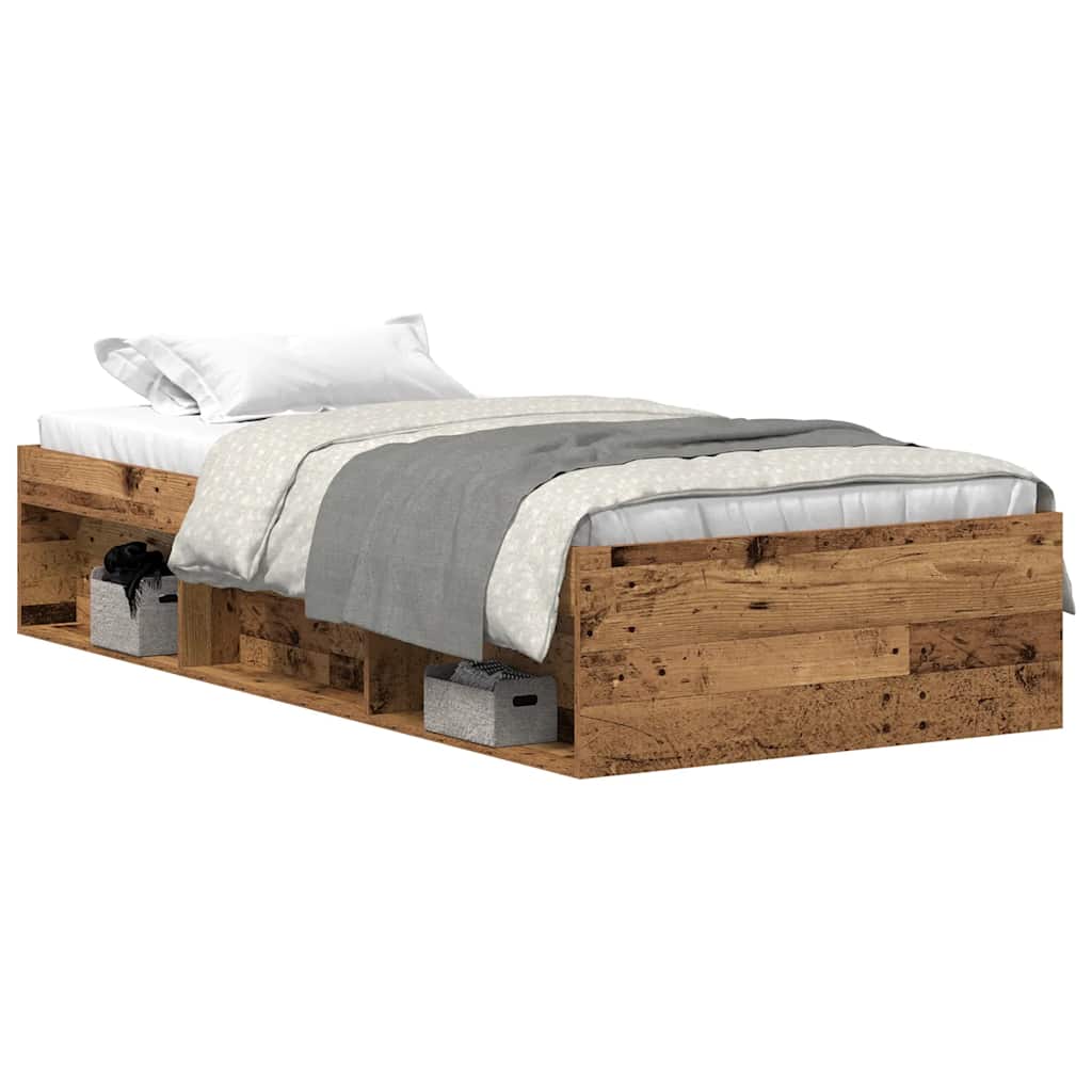 Bed Frame without Mattress Old Wood 75x190 cm Engineered Wood