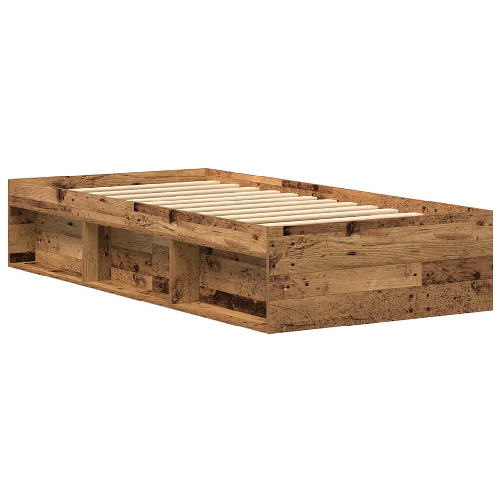 Bed Frame without Mattress Old Wood 75x190 cm Engineered Wood