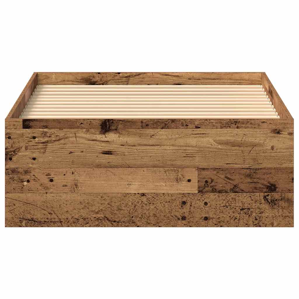 Bed Frame without Mattress Old Wood 75x190 cm Engineered Wood