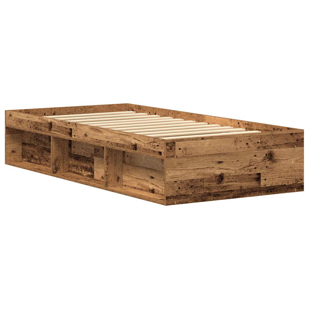 Bed Frame without Mattress Old Wood 75x190 cm Engineered Wood
