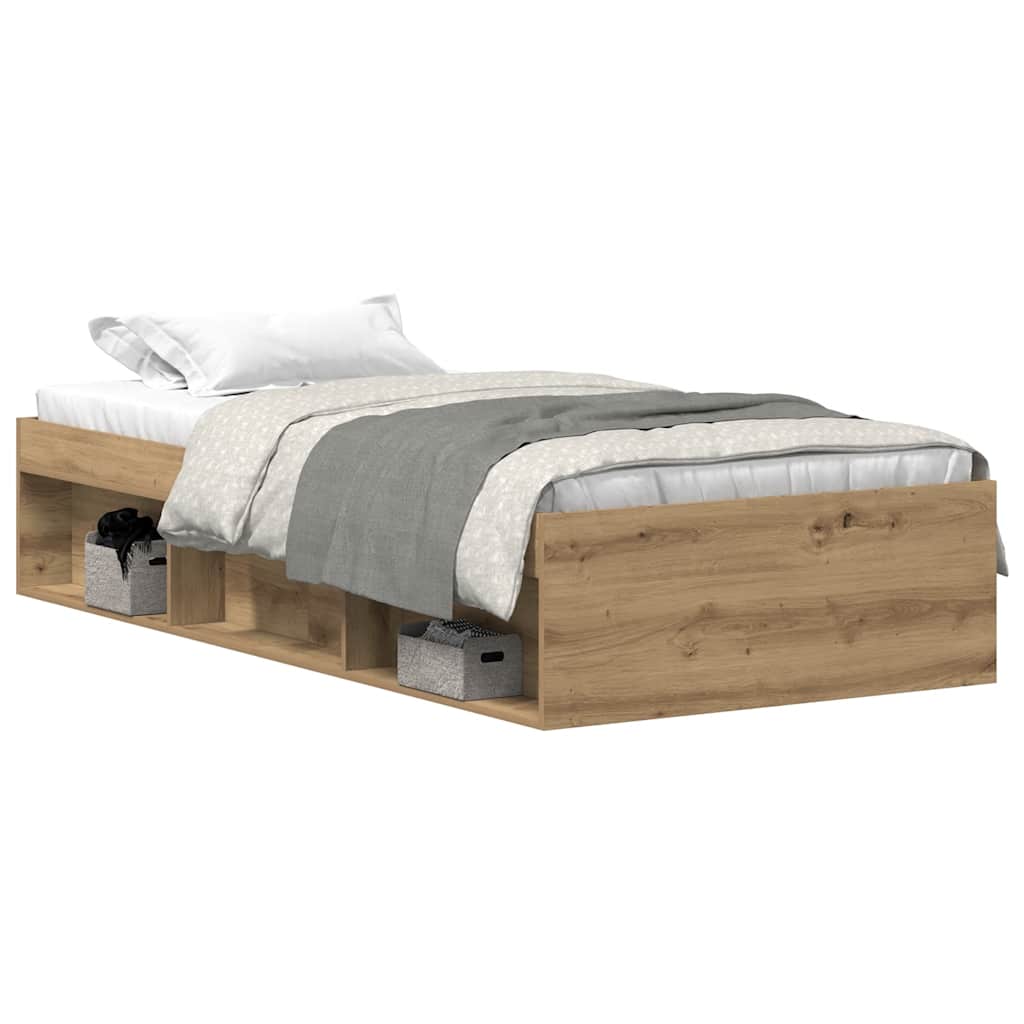 Bed Frame without Mattress Artisan Oak 75x190 cm Engineered Wood