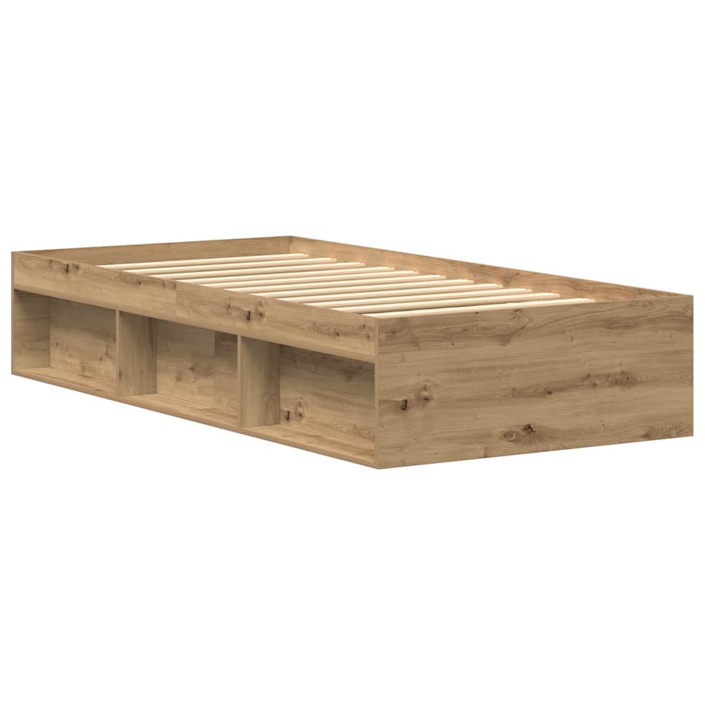Bed Frame without Mattress Artisan Oak 75x190 cm Engineered Wood