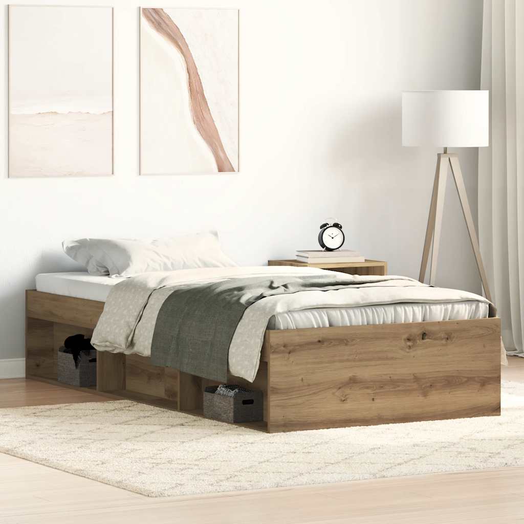 Bed Frame without Mattress Artisan Oak 75x190 cm Engineered Wood