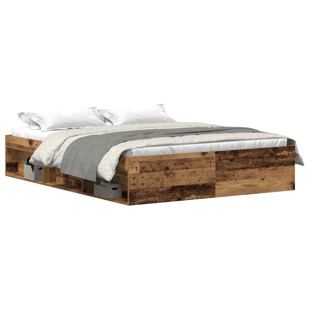 Bed Frame without Mattress Old Wood 150x200 cm Engineered Wood