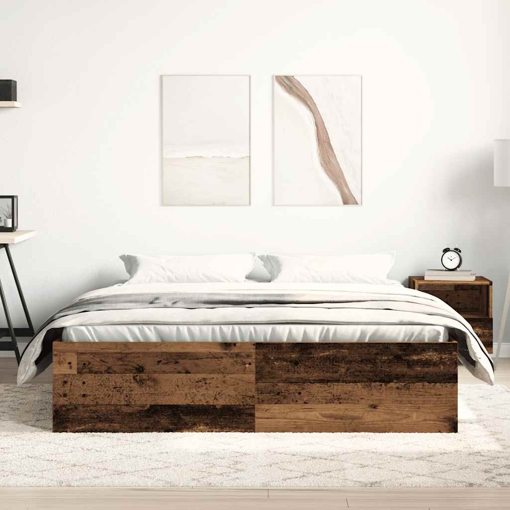 Bed Frame without Mattress Old Wood 150x200 cm Engineered Wood