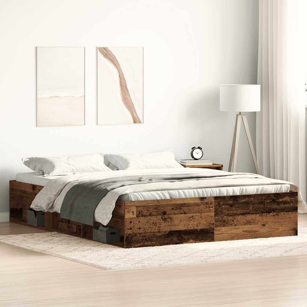 Bed Frame without Mattress Old Wood 150x200 cm Engineered Wood