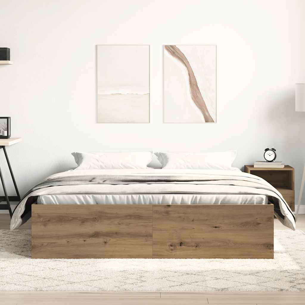 Bed Frame without Mattress Artisan Oak 150x200 cm Engineered Wood