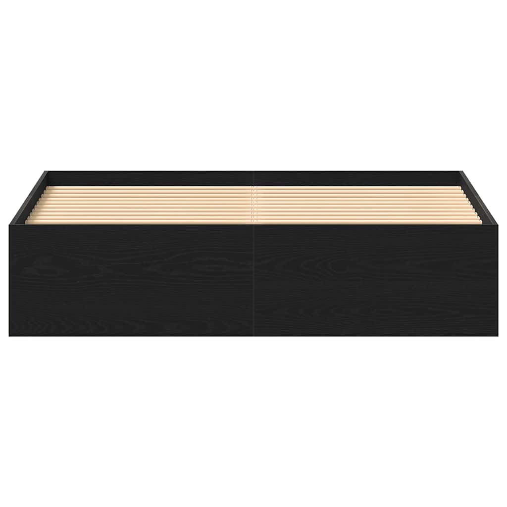 Bed Frame without Mattress Black Oak 150x200 cm Engineered Wood