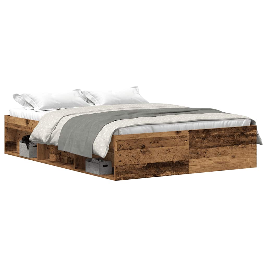 Bed Frame without Mattress Old Wood 135x190 cm Engineered Wood