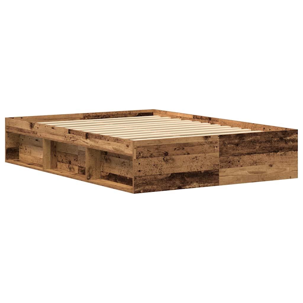 Bed Frame without Mattress Old Wood 135x190 cm Engineered Wood
