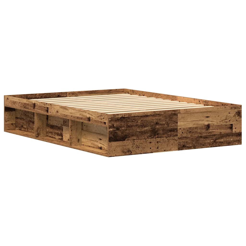 Bed Frame without Mattress Old Wood 135x190 cm Engineered Wood