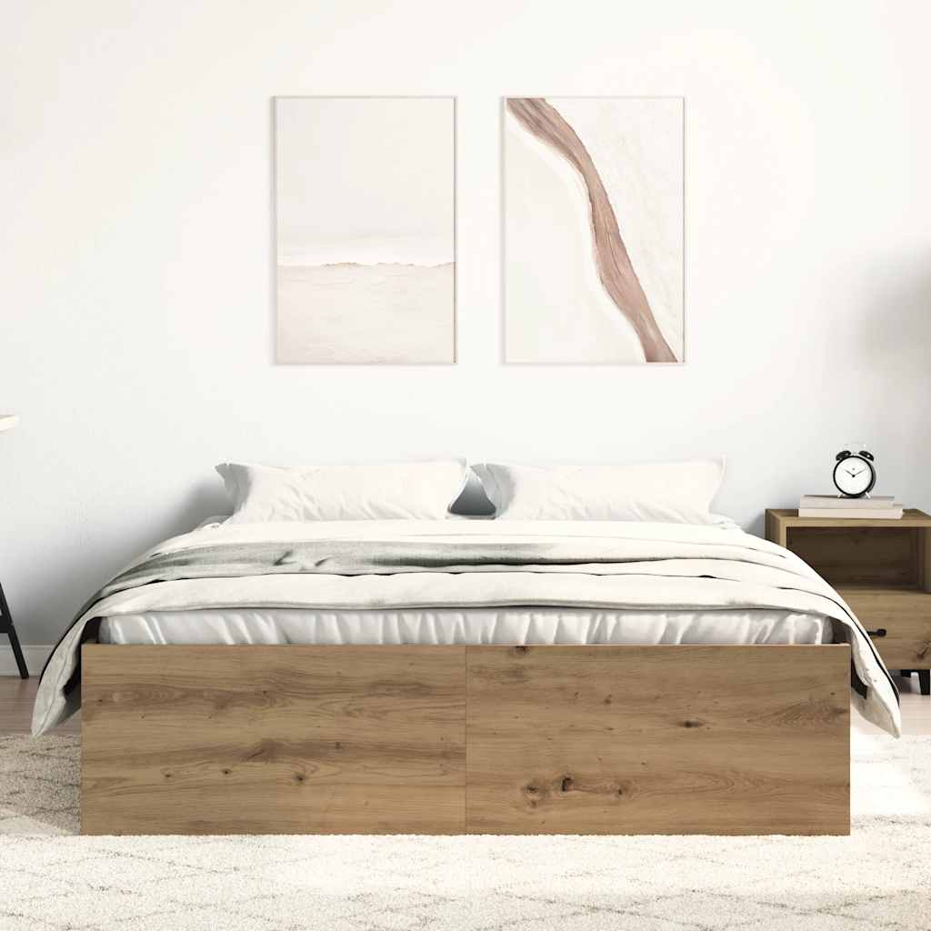 Bed Frame without Mattress Artisan Oak 135x190 cm Engineered Wood
