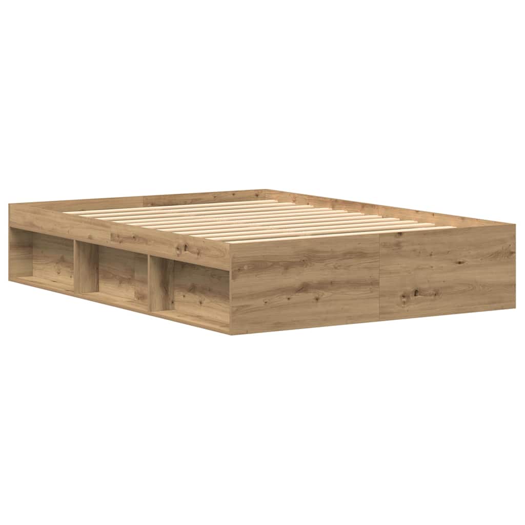 Bed Frame without Mattress Artisan Oak 135x190 cm Engineered Wood