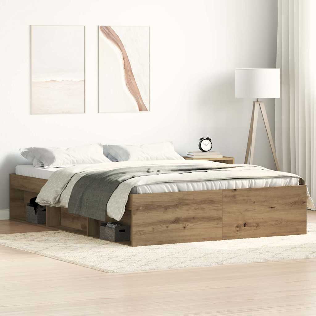 Bed Frame without Mattress Artisan Oak 135x190 cm Engineered Wood