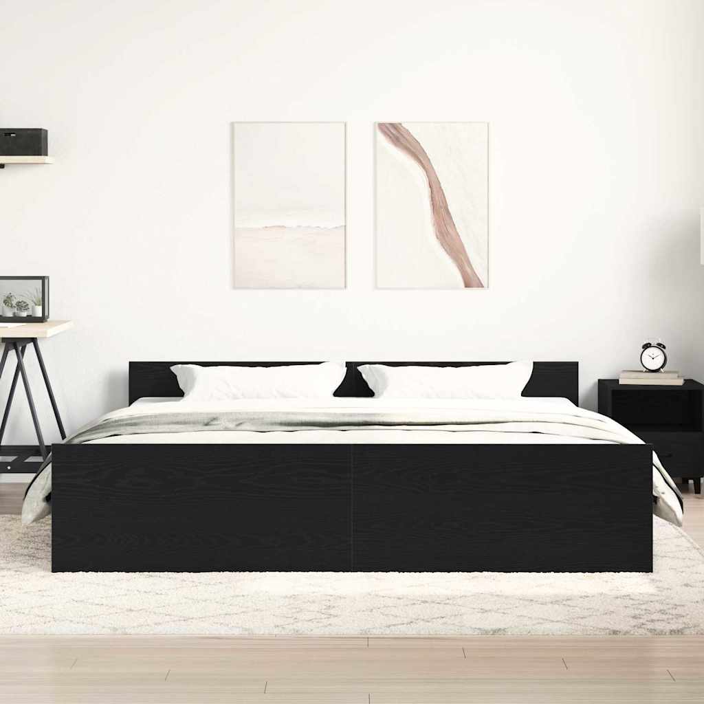Bed Frame without Mattress Black Oak 180x200 cm Engineered Wood