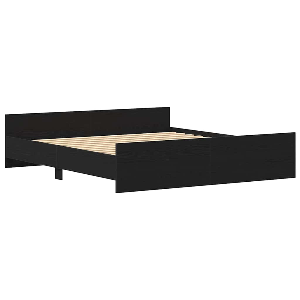 Bed Frame without Mattress Black Oak 180x200 cm Engineered Wood