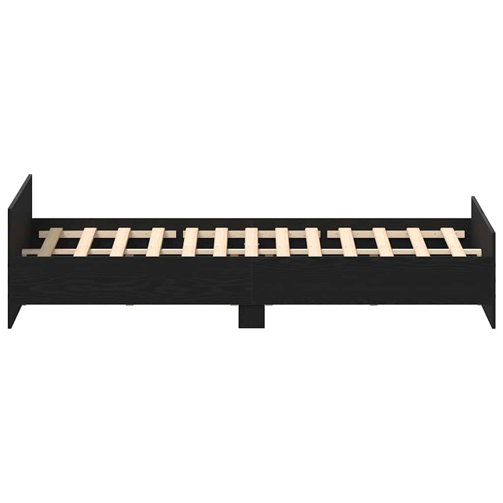 Bed Frame without Mattress Black Oak 180x200 cm Engineered Wood