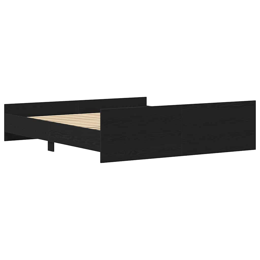 Bed Frame without Mattress Black Oak 180x200 cm Engineered Wood