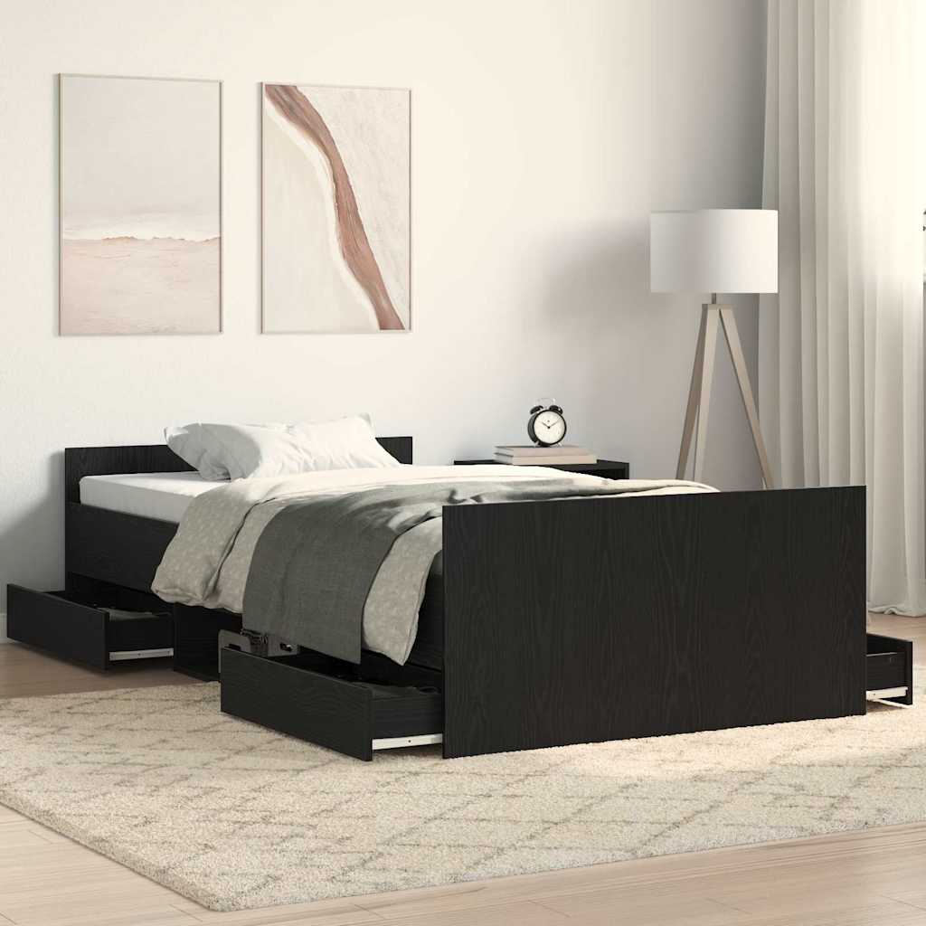 Bed Frame with Headboard Black oak 90 x 200 cm Engineered wood