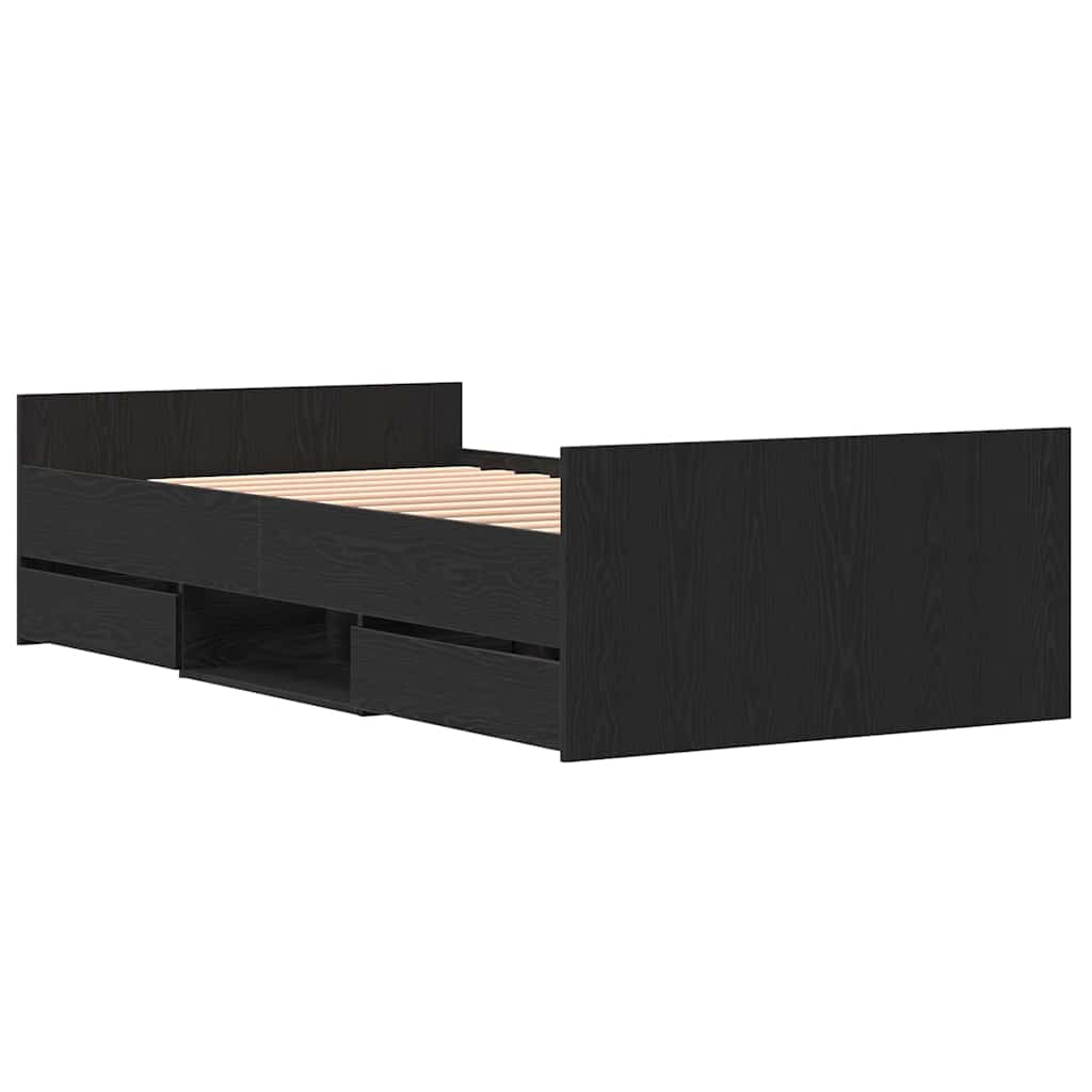 Bed Frame with Headboard Black oak 90 x 190 cm Engineered wood