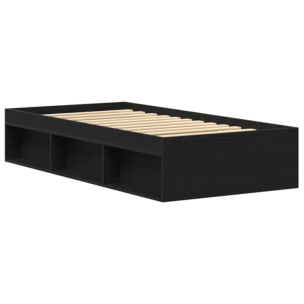 Bed Frame without Mattress Black Oak 90x200 cm Engineered Wood