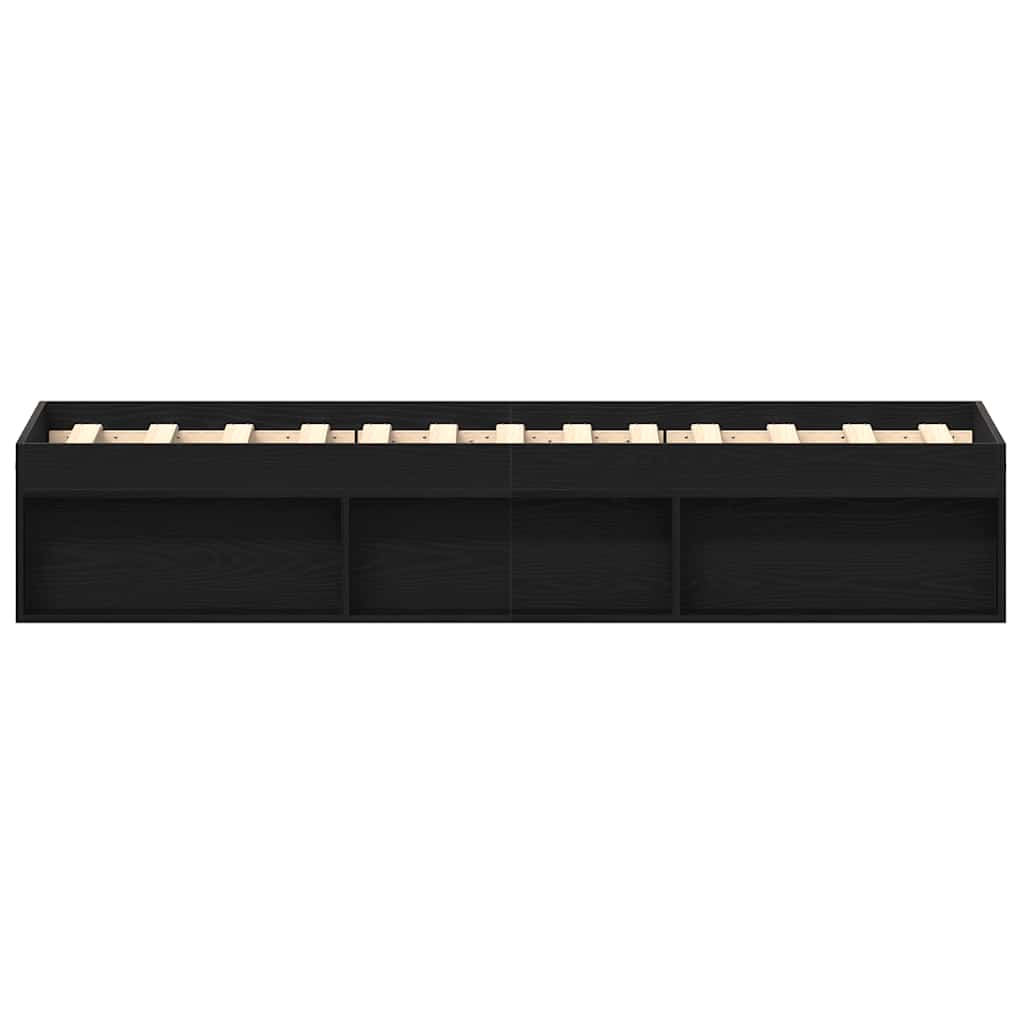 Bed Frame without Mattress Black Oak 90x200 cm Engineered Wood