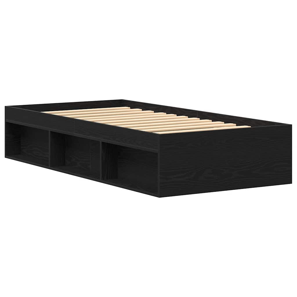 Bed Frame without Mattress Black Oak 90x200 cm Engineered Wood