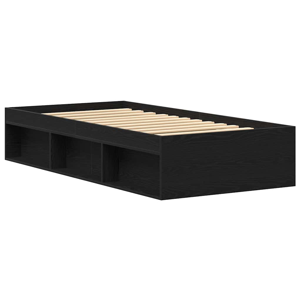 Bed Frame without Mattress Black Oak 100x200 cm Engineered Wood