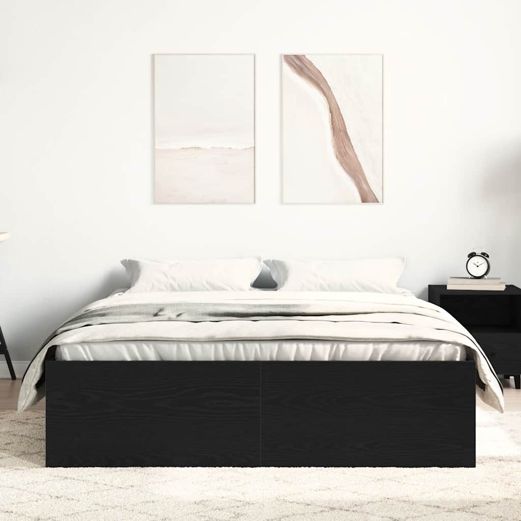 Bed Frame without Mattress Black Oak 120x200 cm Engineered Wood