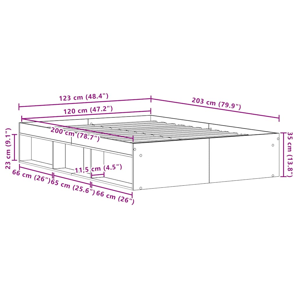 Bed Frame without Mattress Black Oak 120x200 cm Engineered Wood