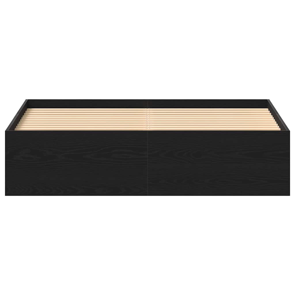 Bed Frame without Mattress Black Oak 160x200 cm Engineered Wood