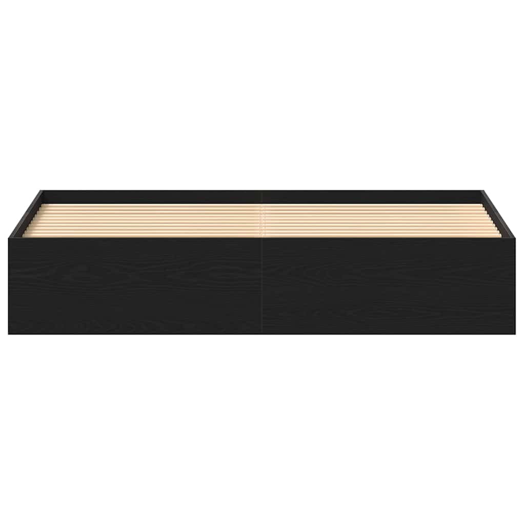 Bed Frame without Mattress Black Oak 150x200 cm Engineered Wood