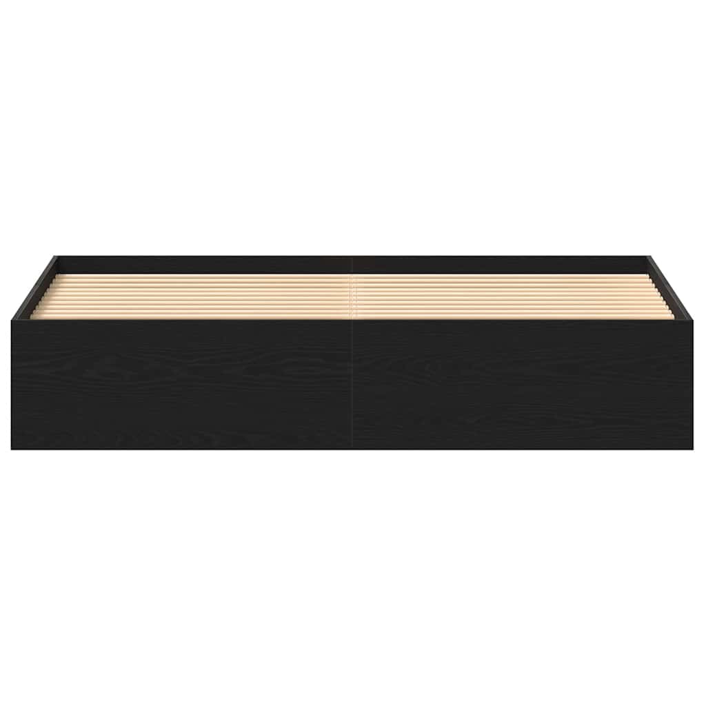 Bed Frame without Mattress Black Oak 200x200 cm Engineered Wood
