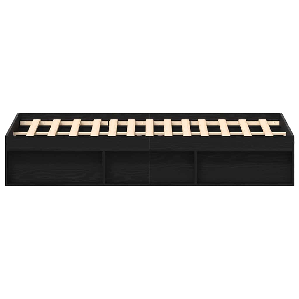 Bed Frame without Mattress Black Oak 200x200 cm Engineered Wood