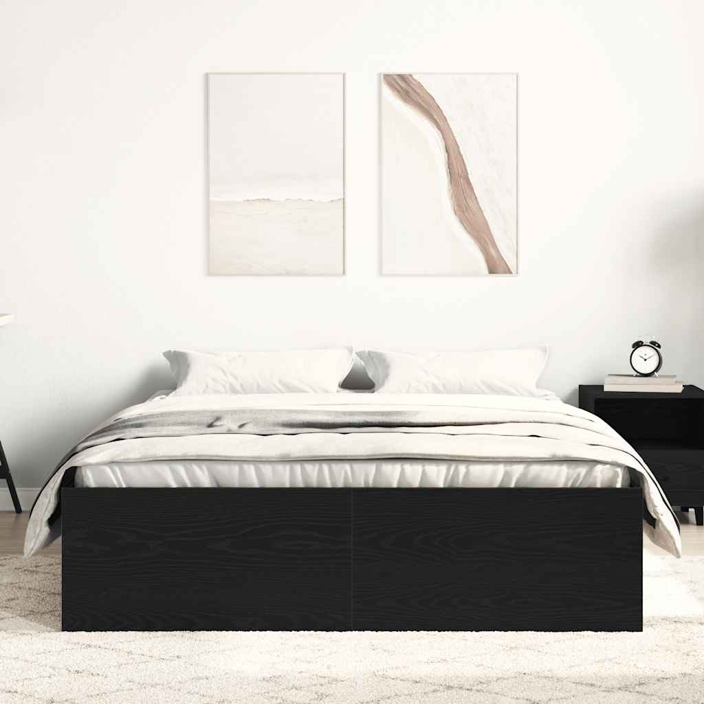 Bed Frame without Mattress Black Oak 120x190 cm Engineered Wood