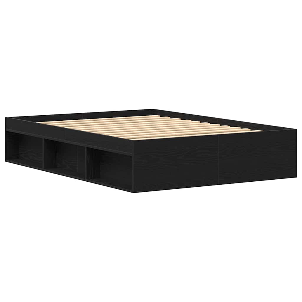 Bed Frame without Mattress Black Oak 120x190 cm Engineered Wood