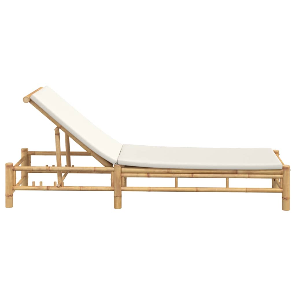 Sun Lounger with Cushions 55x199x30 cm Bamboo