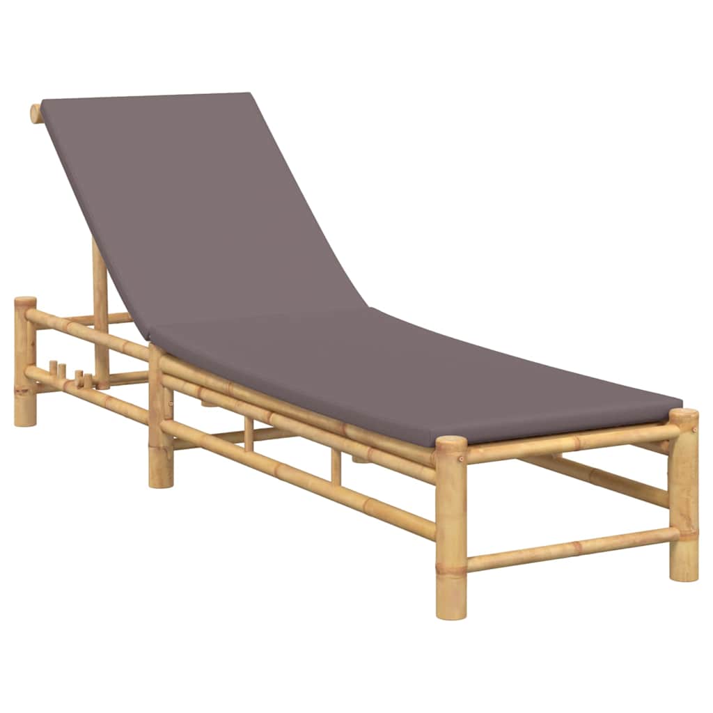 Sun Lounger with Cushions 55x199x30 cm Bamboo