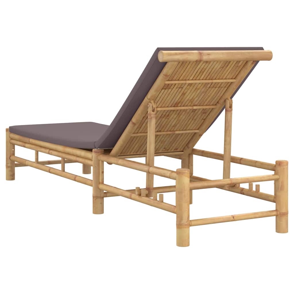 Sun Lounger with Cushions 55x199x30 cm Bamboo