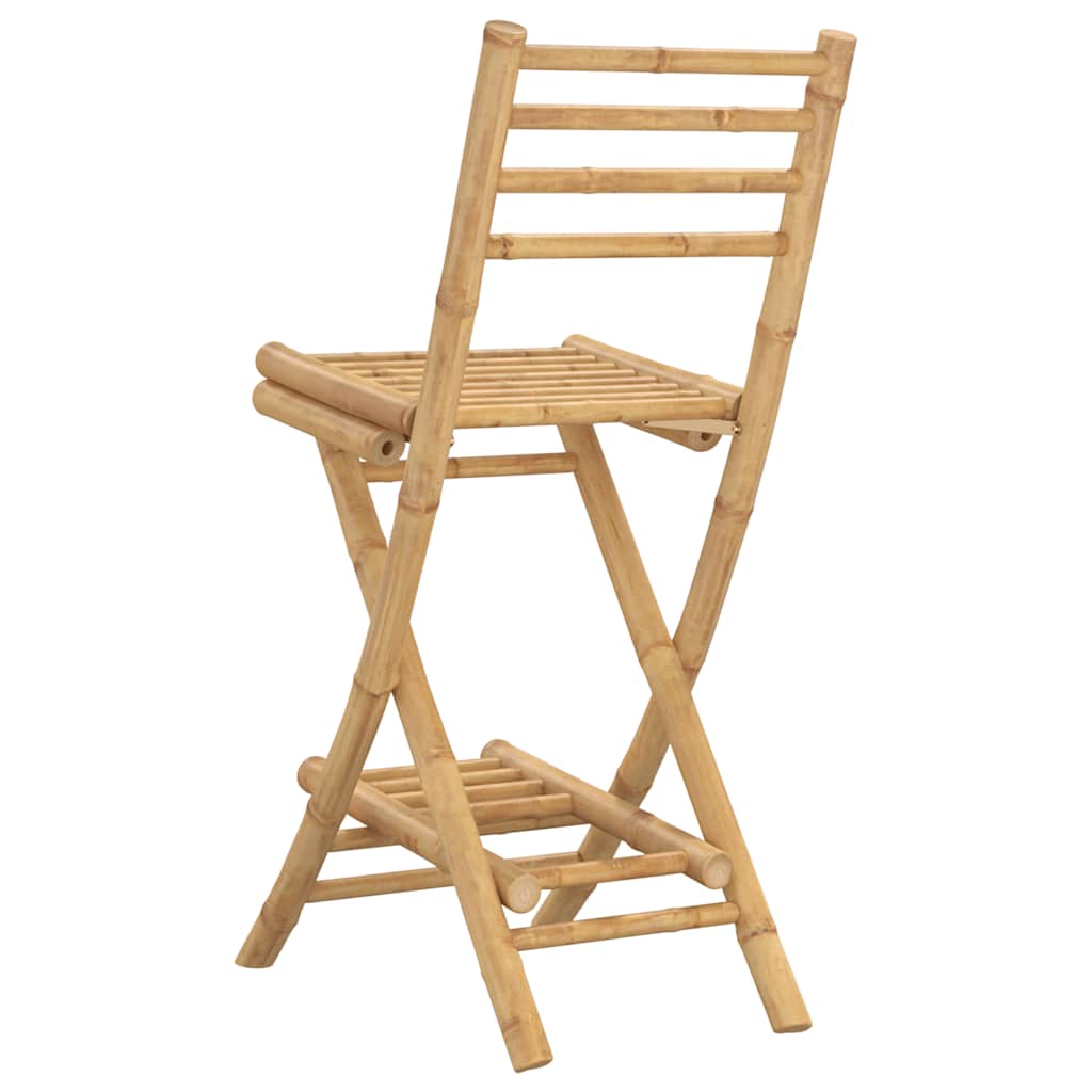 Outdoor Bar Stools with Footrests 2 pcs Foldable Bamboo