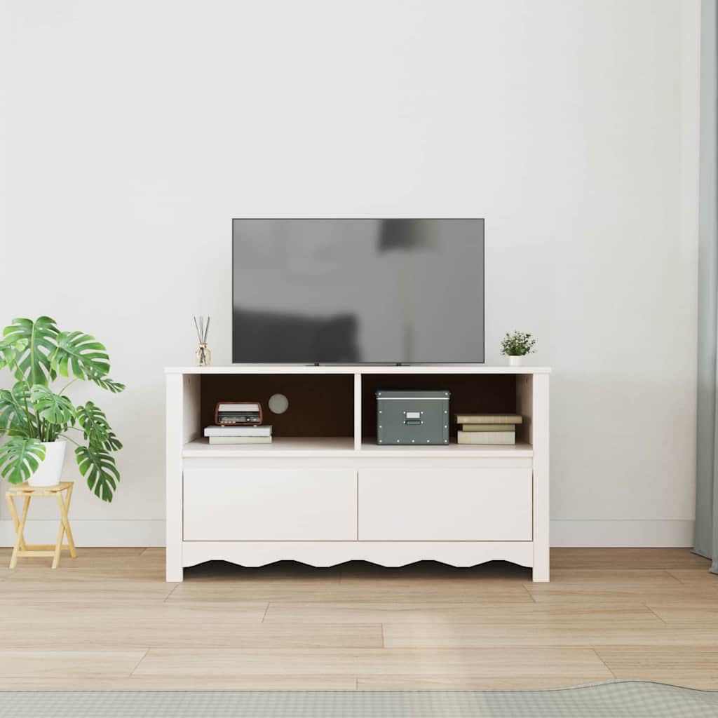 TV Cabinet Drammen White 99 x 43 x 55 cm Solid Pine wood