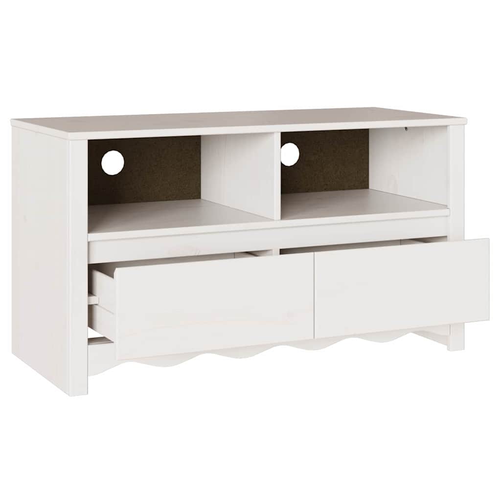 TV Cabinet Drammen White 99 x 43 x 55 cm Solid Pine wood