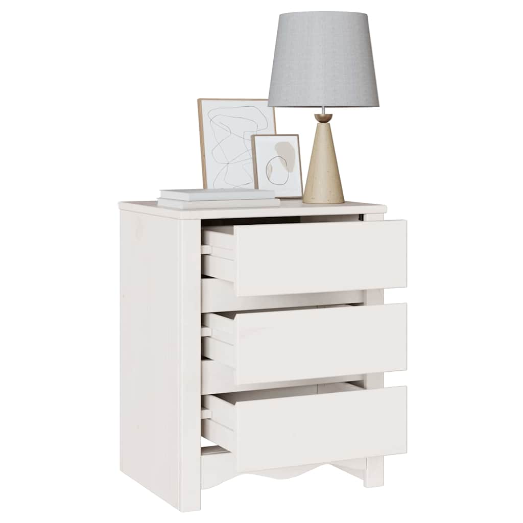 Bedside Cabinet Drammen White 45 x 35 x 56 cm Solid pine wood