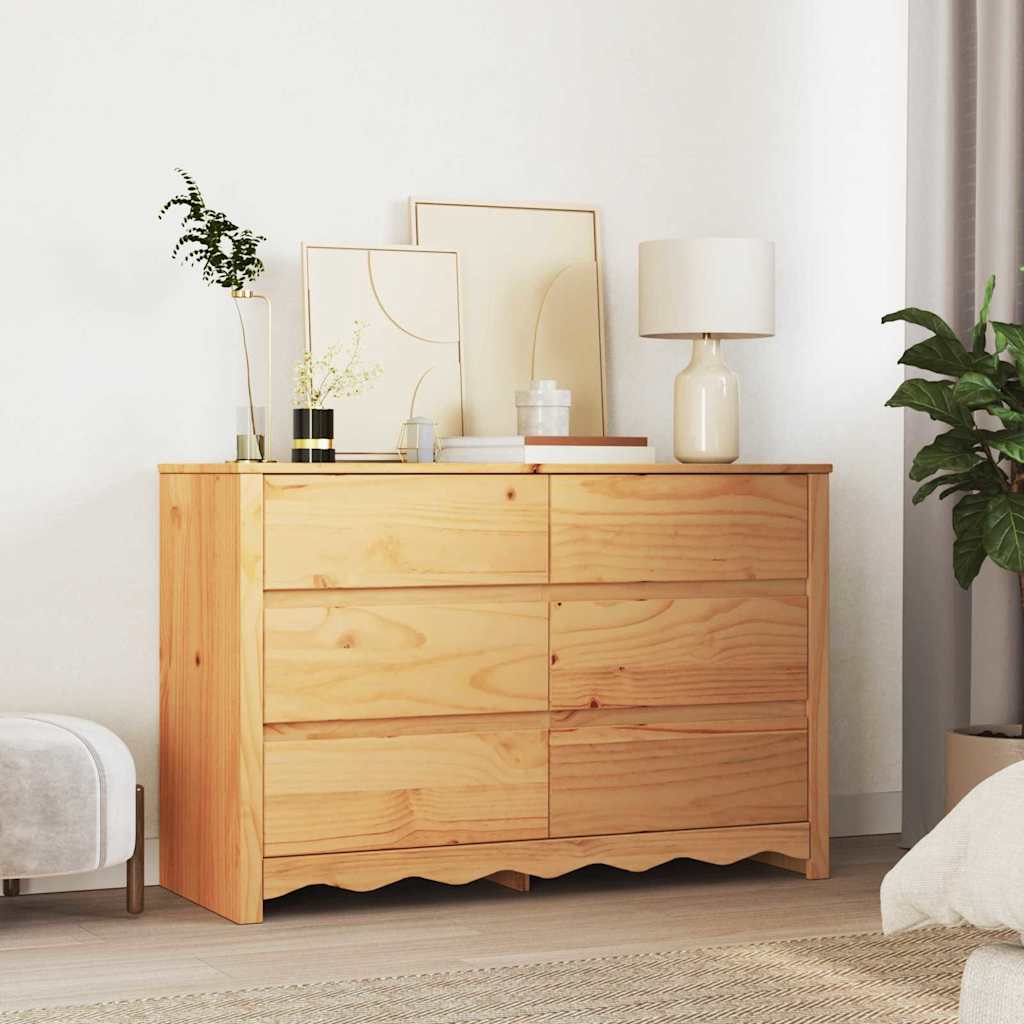 Chest of Drawers Drammen Oak 111 x 43 x 73.5 cm Solid Pine wood