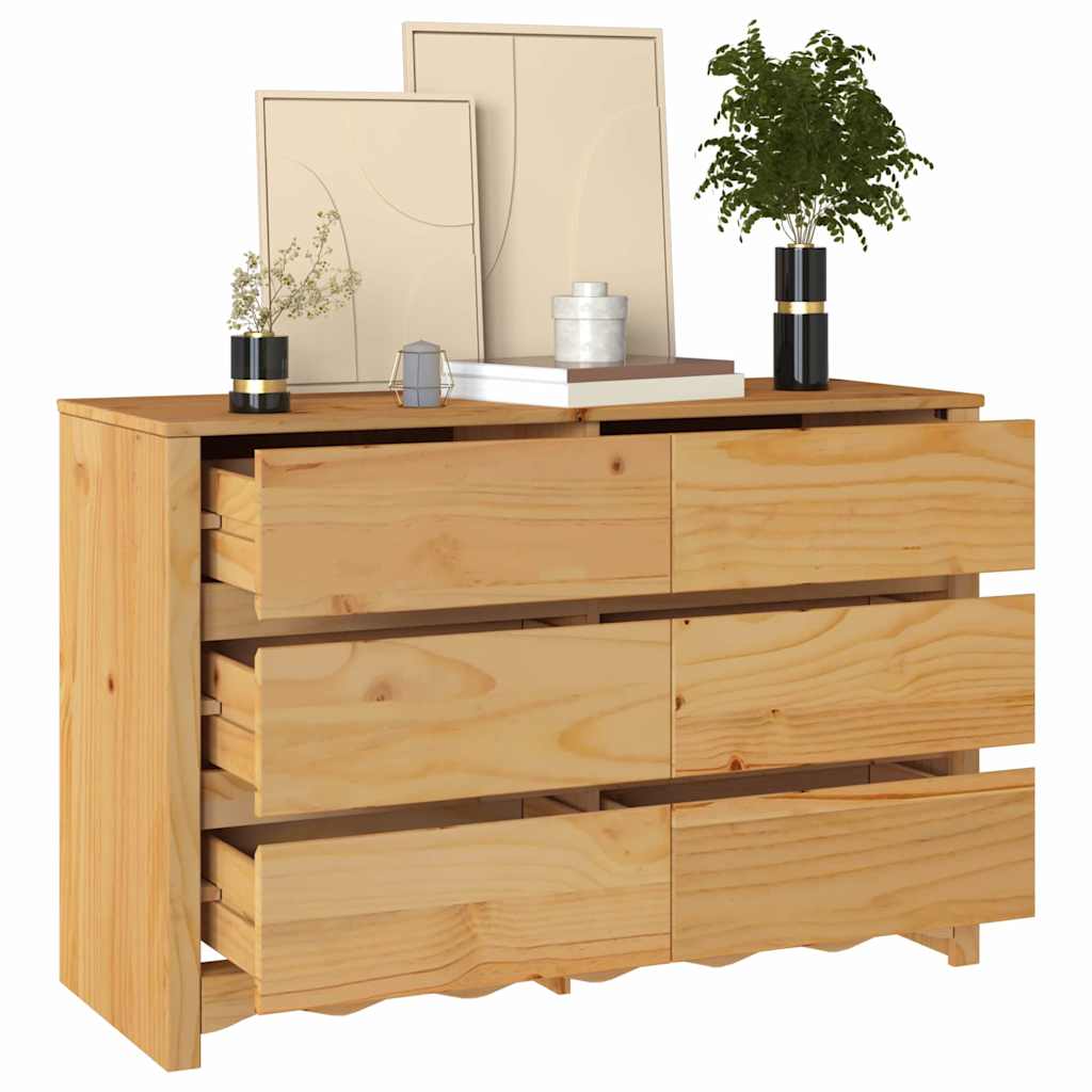 Chest of Drawers Drammen Oak 111 x 43 x 73.5 cm Solid Pine wood