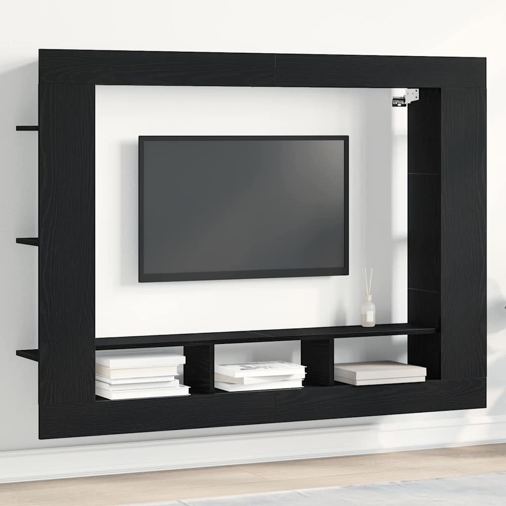 TV Cabinet Black oak 152 x 22 x 113 cm Engineered wood